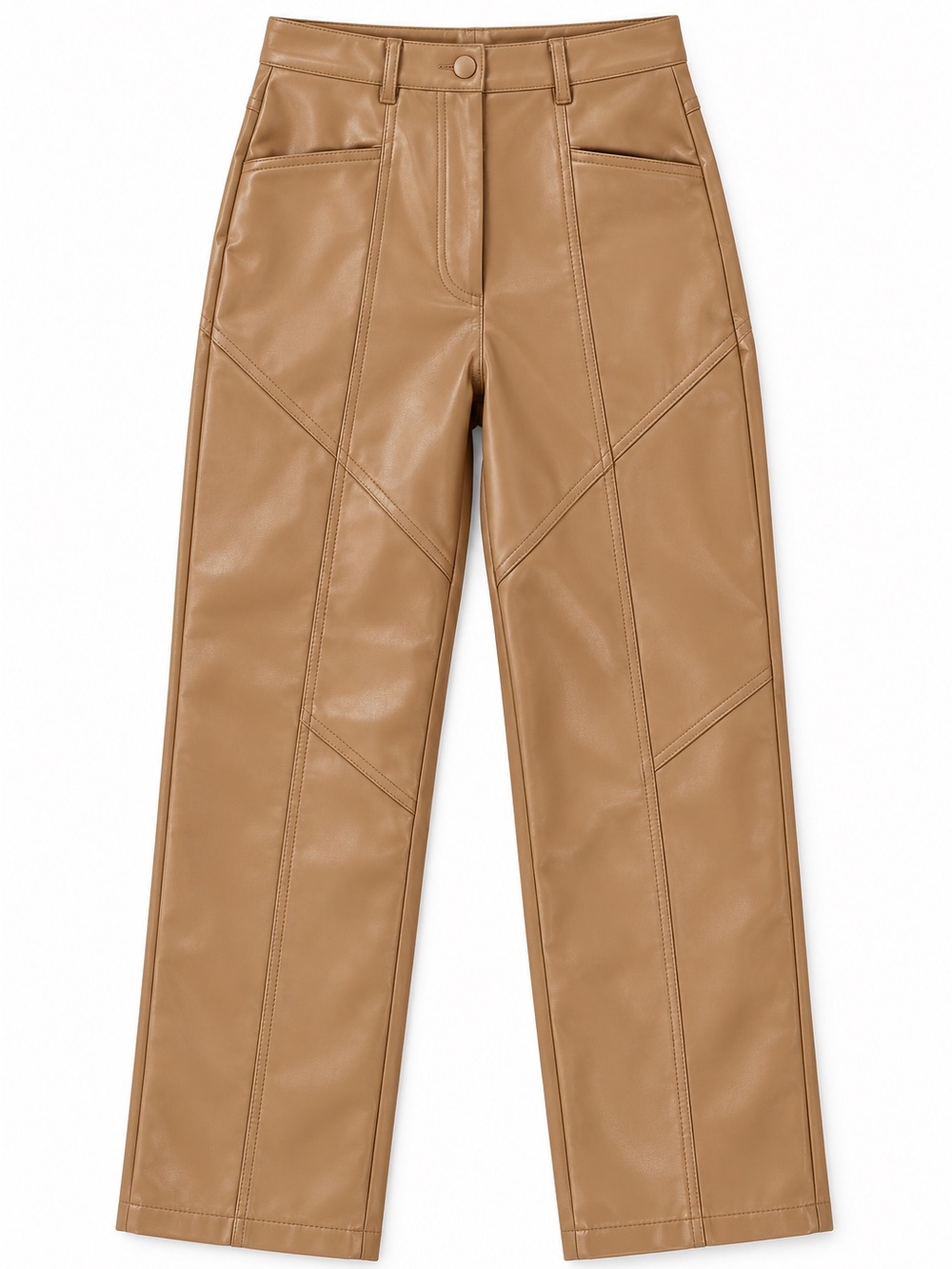 NWT Aritzia Wilfred Rebel Vegan Leather Pant Camel Size 6